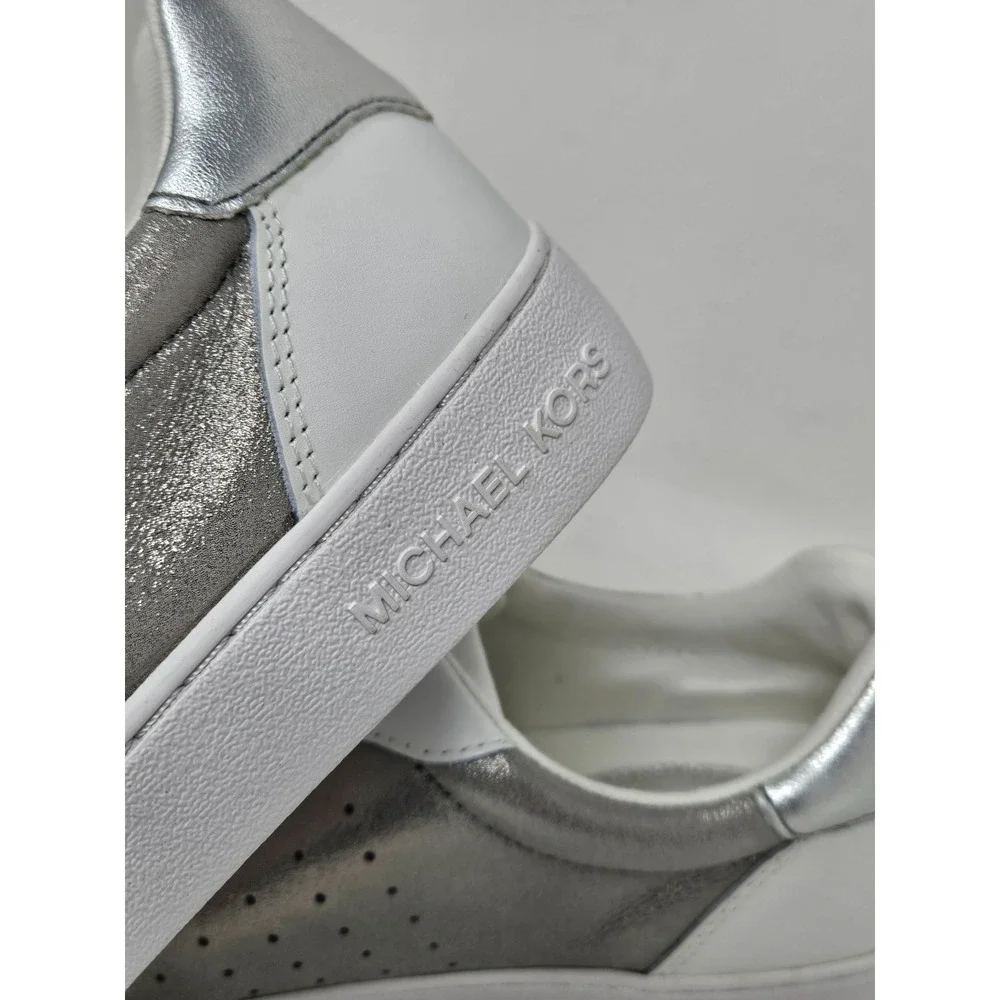Michael Kors Scotty Casual Leather Sneakers White/Silver Women's Size 6.5M‎ NEW!